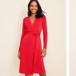 Ann Taylor Red Matte Jersey Wrap Dress